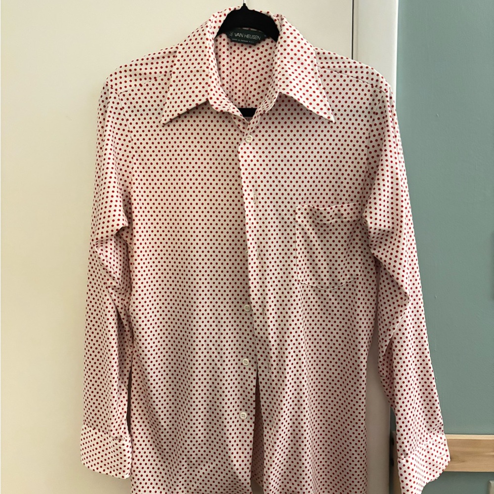 Vintage Van Heusen Polka Dot Dress Shirt